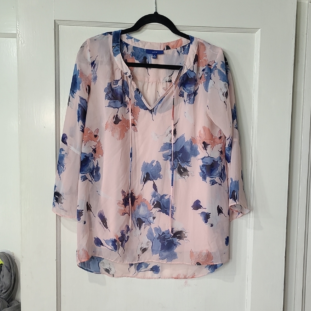 Floral Pink and Blue Women's Top
